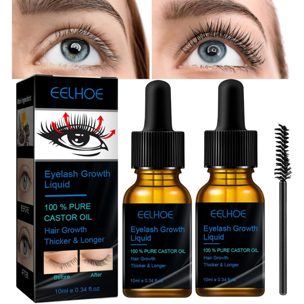 Gogerstar Eyelash Rapid Growth Serum Eyelash Enhancer,2Pcs Rapid Lash Eyelash Growth Serum,Lash And Brow Serum,Castor Oil Lash Serum