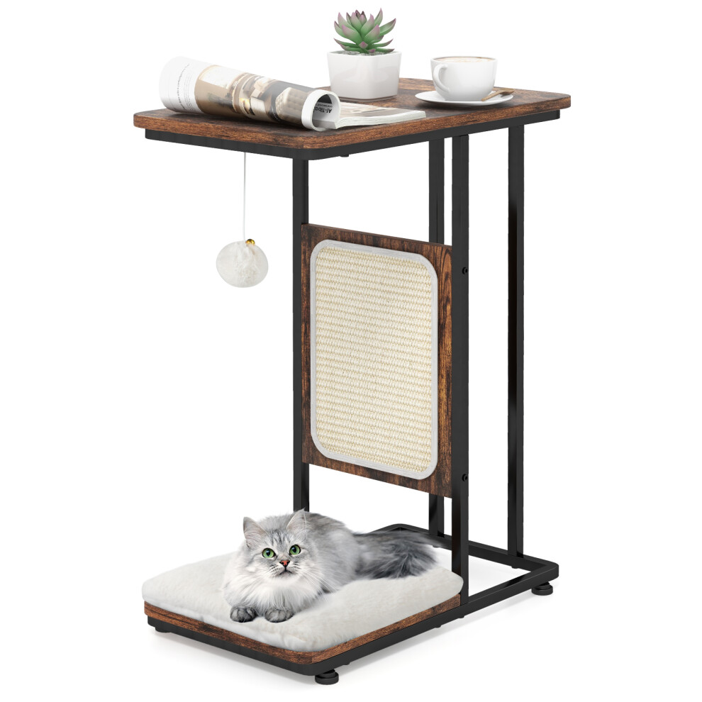 C-Shaped Cat Side Table Modern Cat Tree & End Table