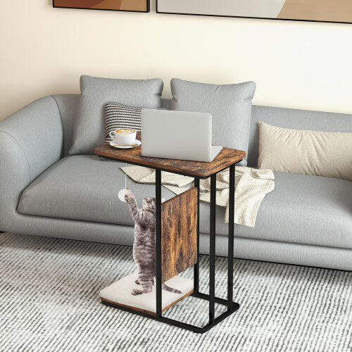 Costway C-Shaped Cat Side Table Modern Cat Tree & End Table 1