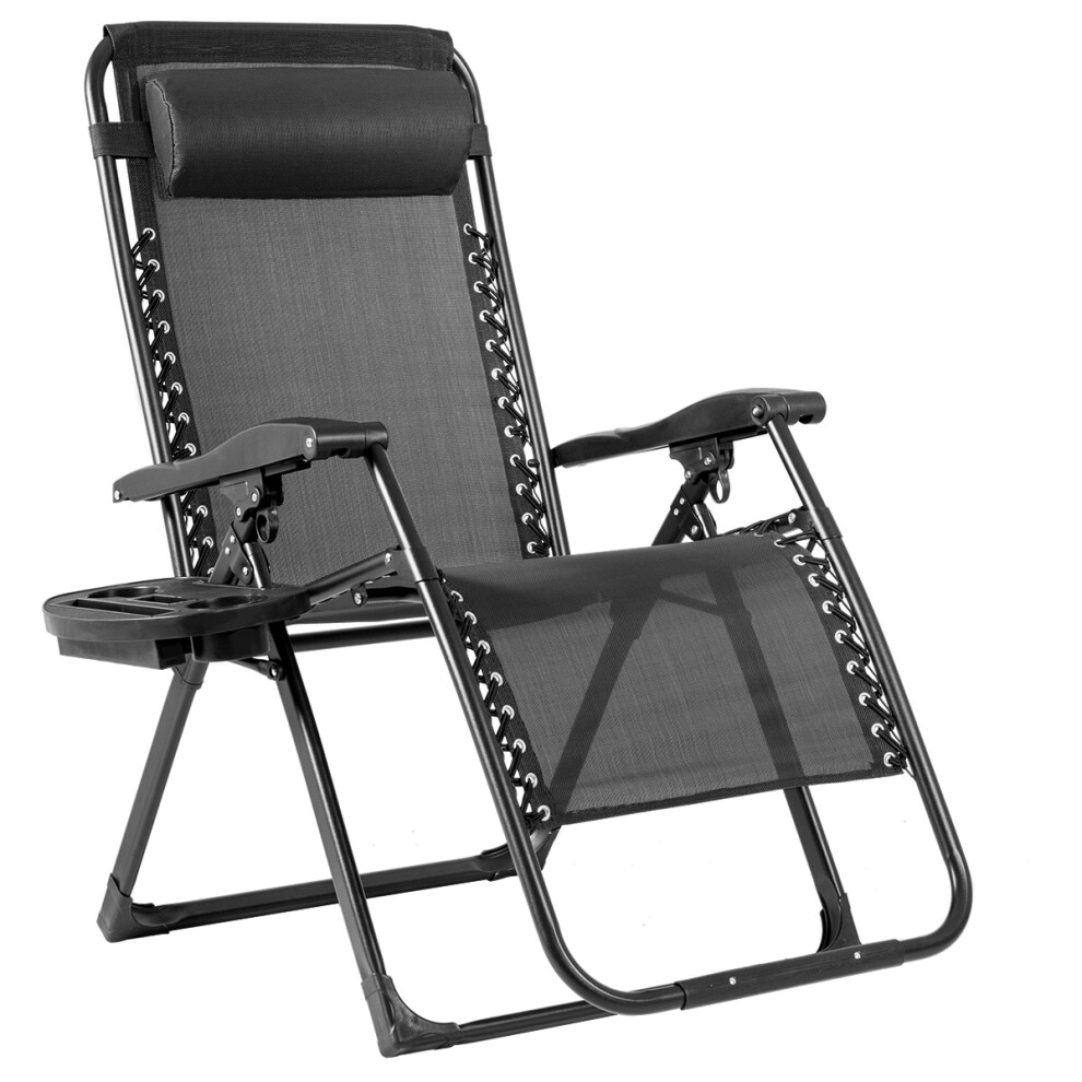 Folding Zero Gravity Chair Lounge Chaise Chair W/Detachable Headrest