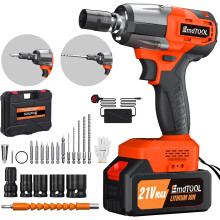Cordless Brushless Impact Wrench & Eletric Drill, 6.0Ah High Torque 650N.m Cordless Gun Kit