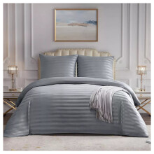 (King Duvet Cover) Luxury Stripe Duvet Cover Grey Single Double King