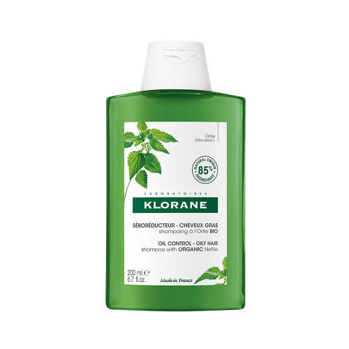 Klorane Purifying Shampoo with Organic Nettle for Oily Hair - 85% natural origin ingredients, oil control, vegan & biodegradable, 200ml