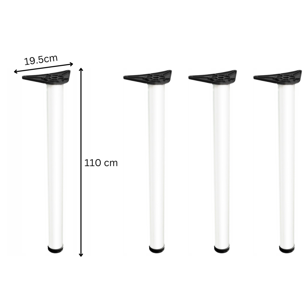 (4 Table Legs, 1100 mm) Adjustable Leg Worktop Support Table White