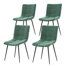 (Green, 4) Richton Velvet Dining Chair Set Kitchen Room UKFR