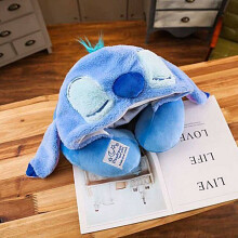 (Stitch) Stitch Lilo Pooh Bea Hooded Neck Pillow Stylish Cozy Cartoon Office Nap Supplies