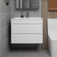 750mm Bathroom Vanity Unit Basin Sink Wall Hung Cabinet & 2 Drawers
