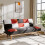 Living And Home (Red Multicolour Checkered) 178cm Fabric Upholstered 3-Seater Sofa Bed 3
