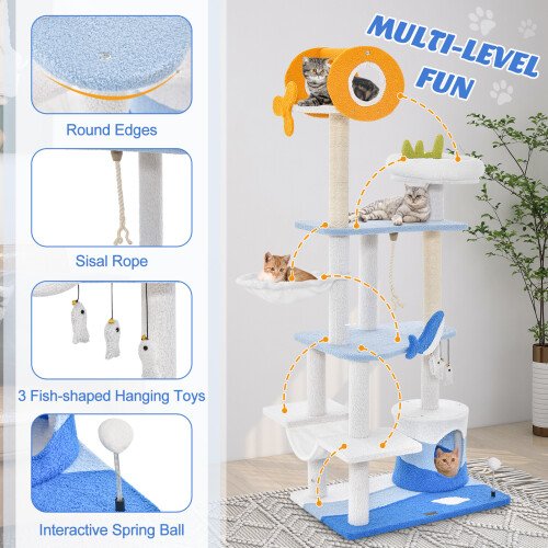 Costway Tall Large Cat Tree Tower Multi-level Cat Activity Center 2