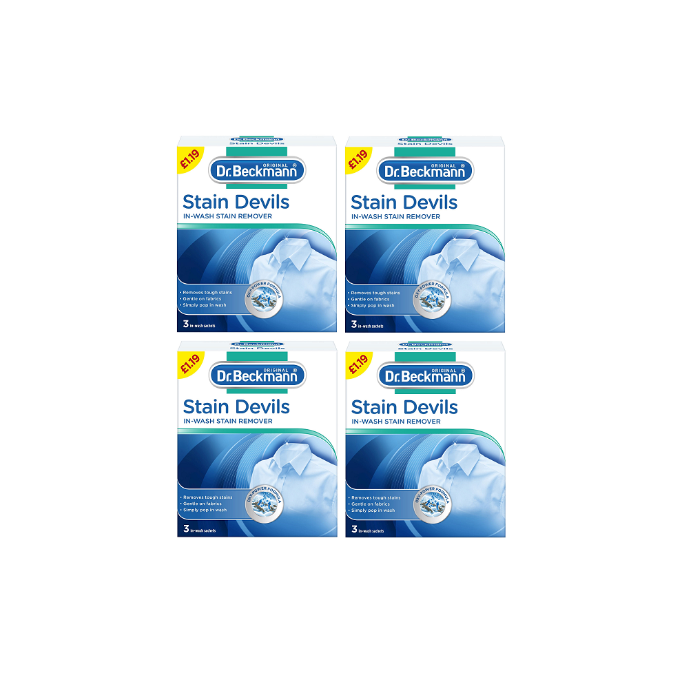 Dr. Beckmann Laundry Stain devils In-wash Stain Remover 3 Sachets  (x 4 Boxes)