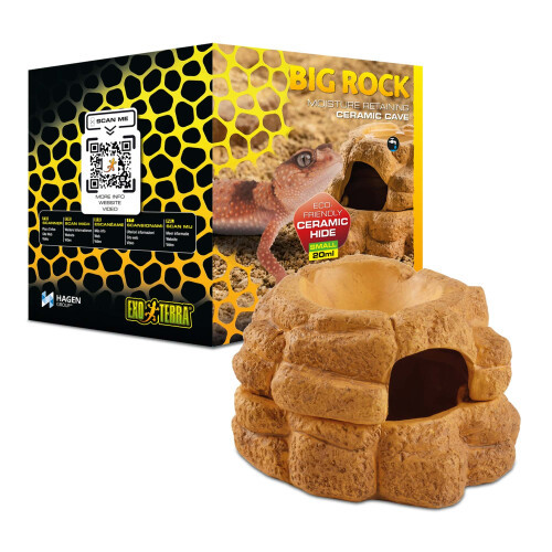 Hagen (Medium (11 cm x 15 cm x 18 cm)) Exo Terra Big Rock Brown Ceramic Reptile Hideout Terrarium Cave With Lid