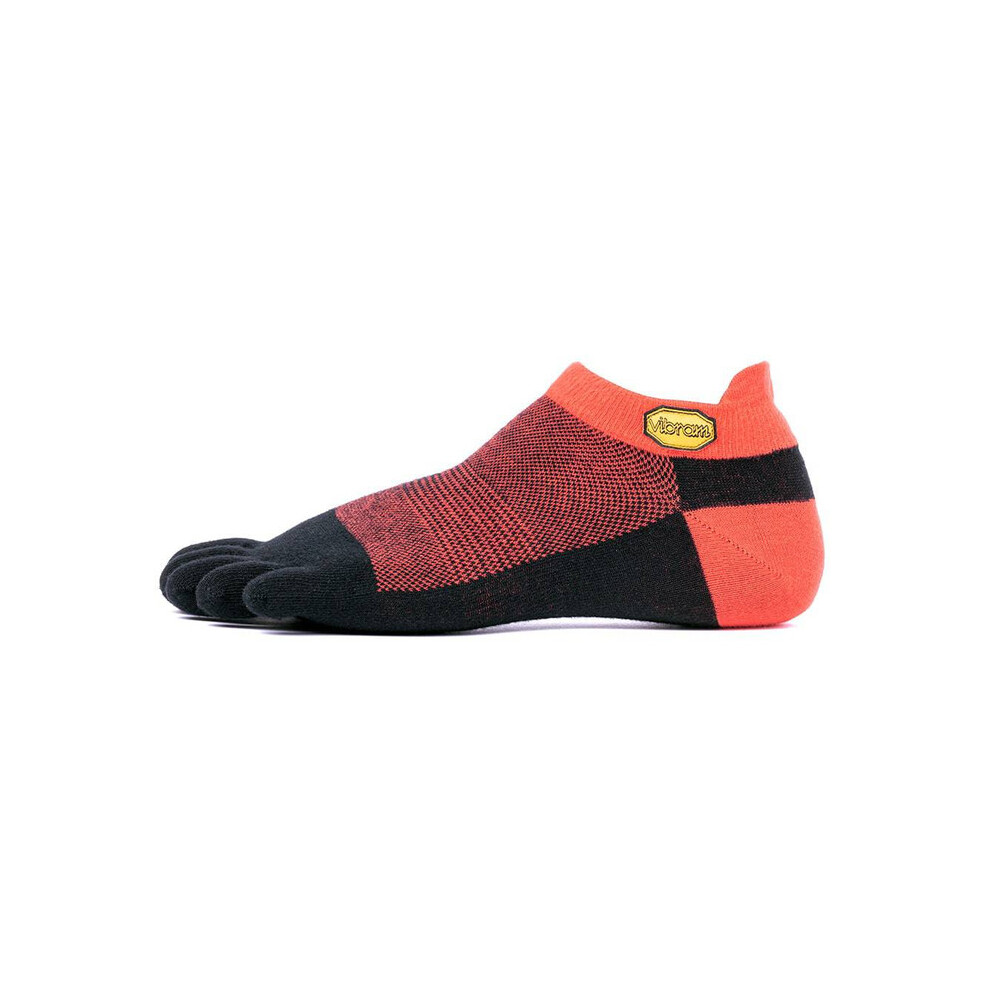 (L) Vibram Athletic No Show Five Fingers Performance Toe Socks - Red/Black