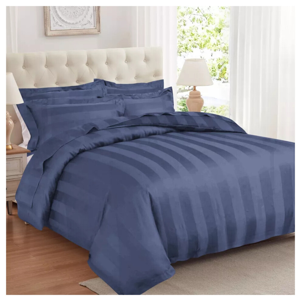 (Washed Blue, Single) Stripe Duvet Cover Set Bed Quilt & Pillowcase Pair