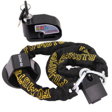 (1.8M*10mm, Black) FD-MOTO 2.9KG Chain Lock + Alarm Brake Disc Lock Yellow + Ground Anchor Heavy Duty for motorbike motorcycle scooter bike bicycle ATV