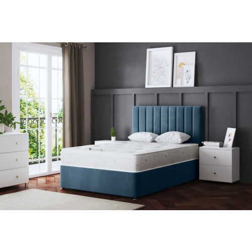 DS Living (Super King , Blue ) Amelia Divan Upholstered Bed with Two Drawers 2