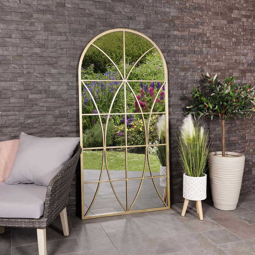 CHARLES BENTLEY Madrid Arch Mirror Durable, Weather Resistant, Shatterproof, Wall Mounted Accent Mirror DÃ©cor For Garden, Iron, Aluminium (180x90cm)