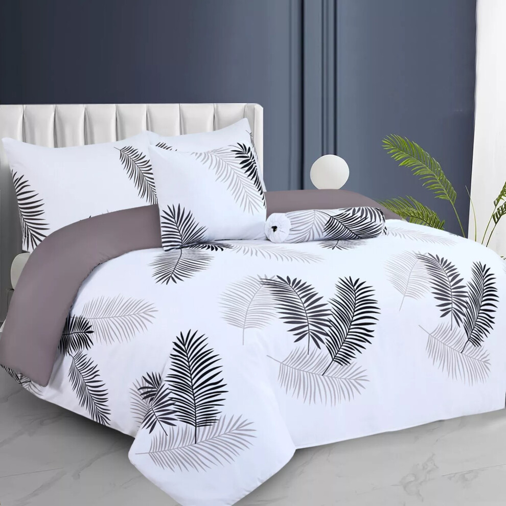 Oxford Homeware (Leaf, Single) Reversible Duvet Quilt Cover Bedding Set With Pillow Cases Single Double King Multicoloured