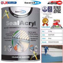Bond It 2.5KG Seal Acryl Roof Repair Paint Grey Roofing Waterproofer