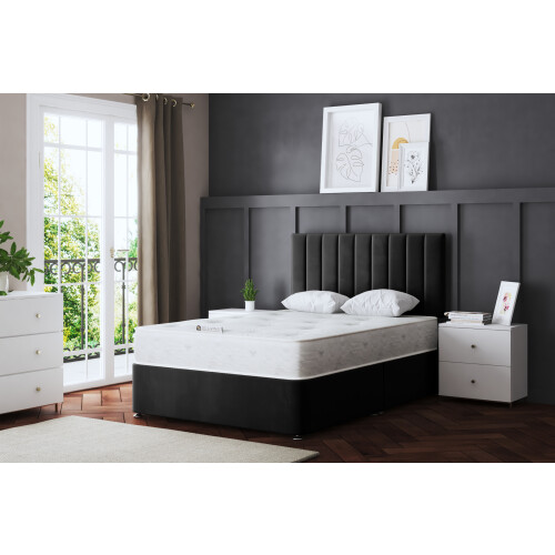 DS Living (Small Double, Black) Amelia Upholstered Divan Bed with Four Drawers 2
