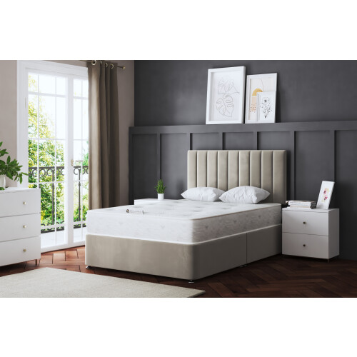 DS Living (King , Cream) Amelia Upholstered Divan Bed with Four Drawers 2