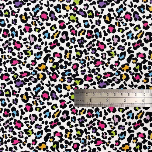 (1/2 Metre) Multicoloured Funky Leopard 100% Cotton Digital