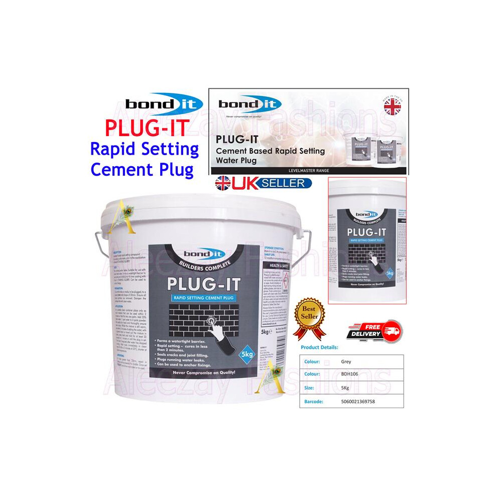 5kg PLUG-IT Cement Based Rapid Setting Cracks Leak Joint Plug Tub