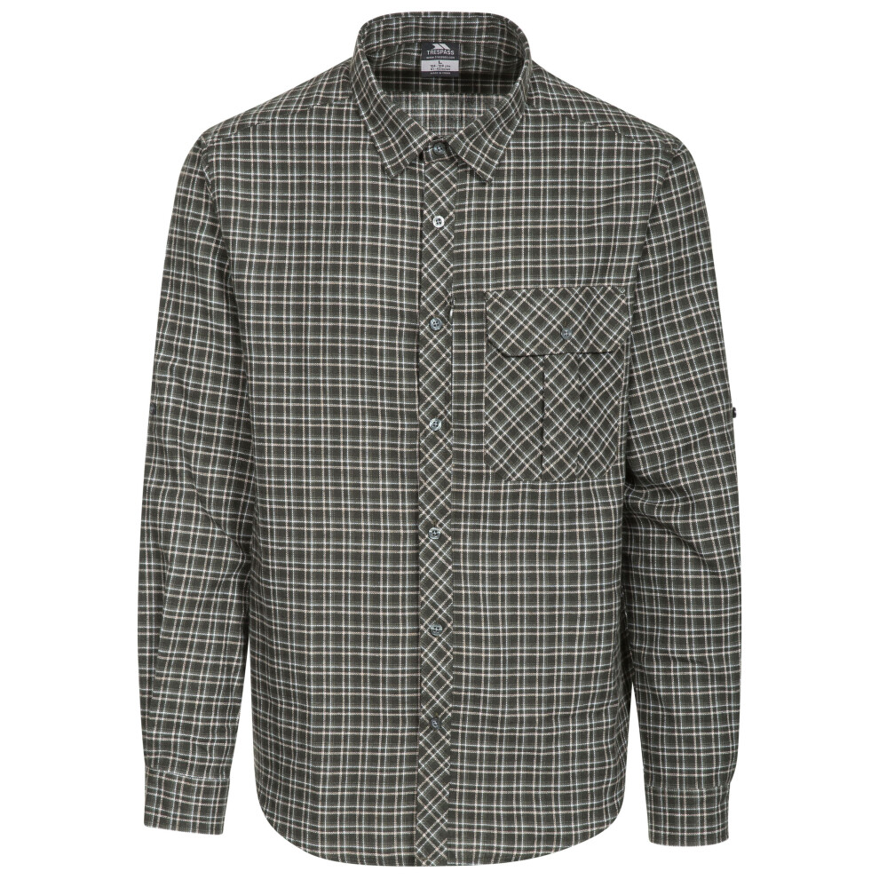 (XXS, Green Check) Trespass Mens Checked Shirt Long Sleeve Snyper