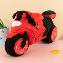 (Red) Pp Cotton Filled Plush Motorcycle Pillow Soft Toy For Boys Customizable Logo
