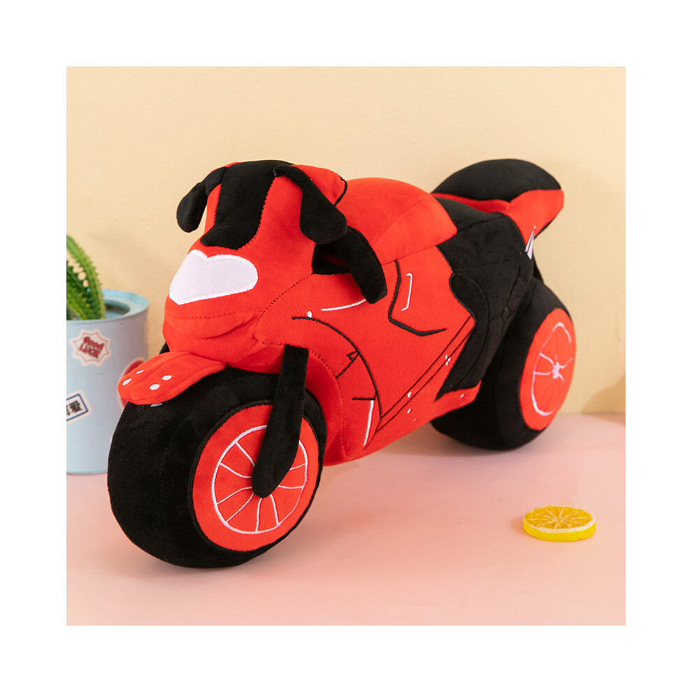 (Red) Pp Cotton Filled Plush Motorcycle Pillow Soft Toy For Boys Customizable Logo