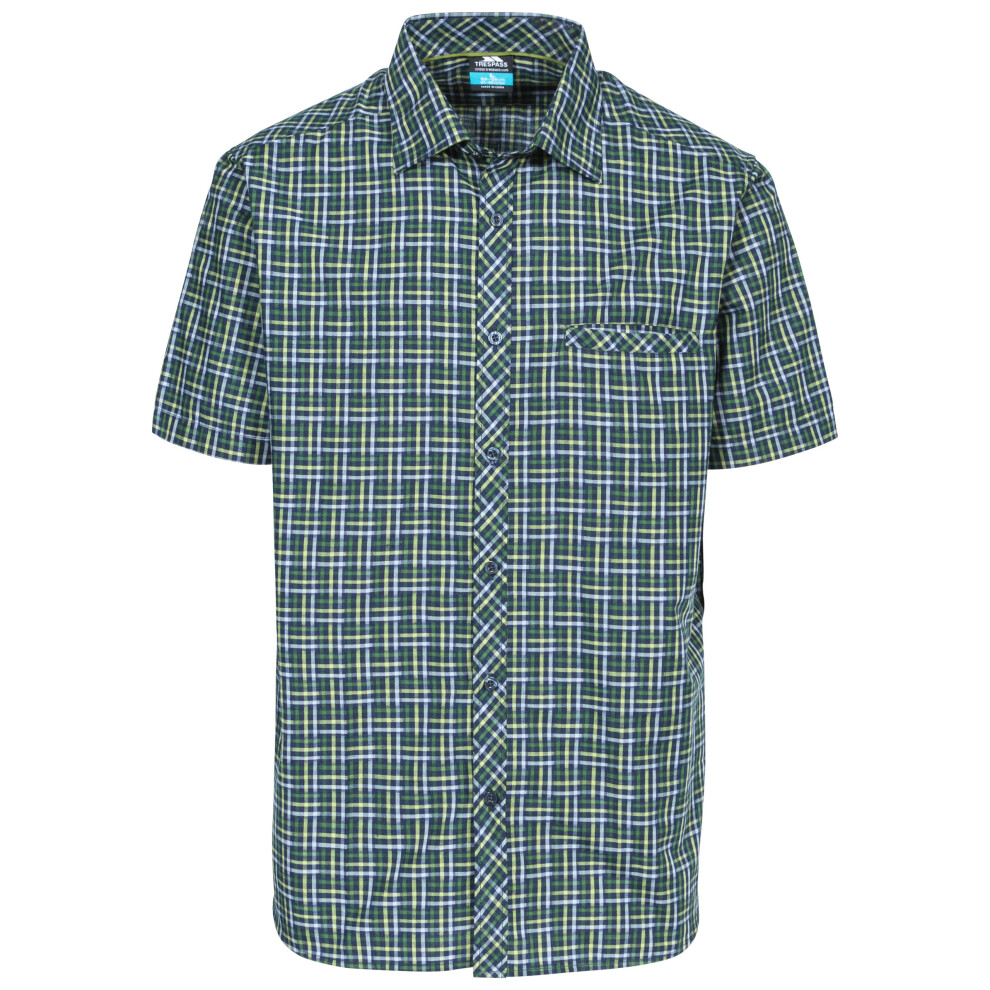 (S, Olive Check) Trespass Mens Short Sleeved Check Shirt Baffin