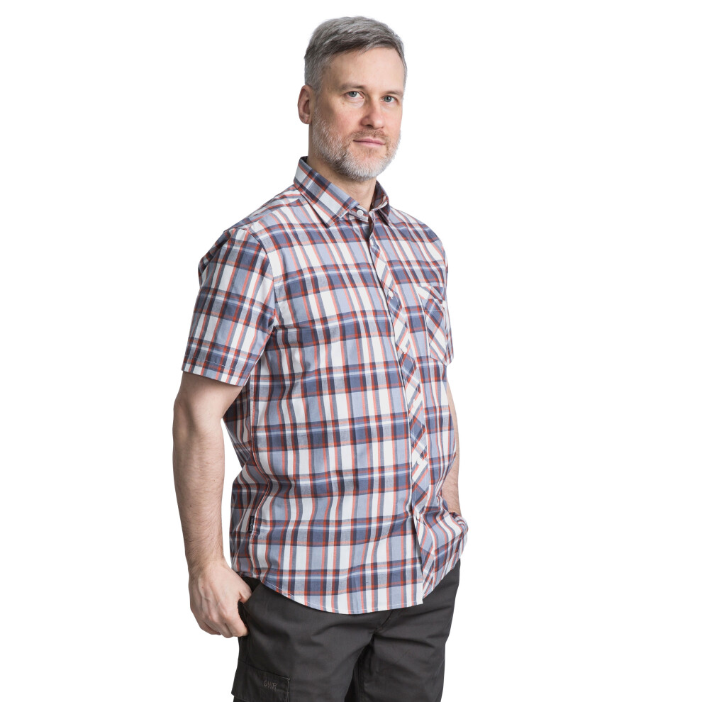 (S, Bt Orange Check) Trespass Kenora Mens Short Sleeved Checked Shirt