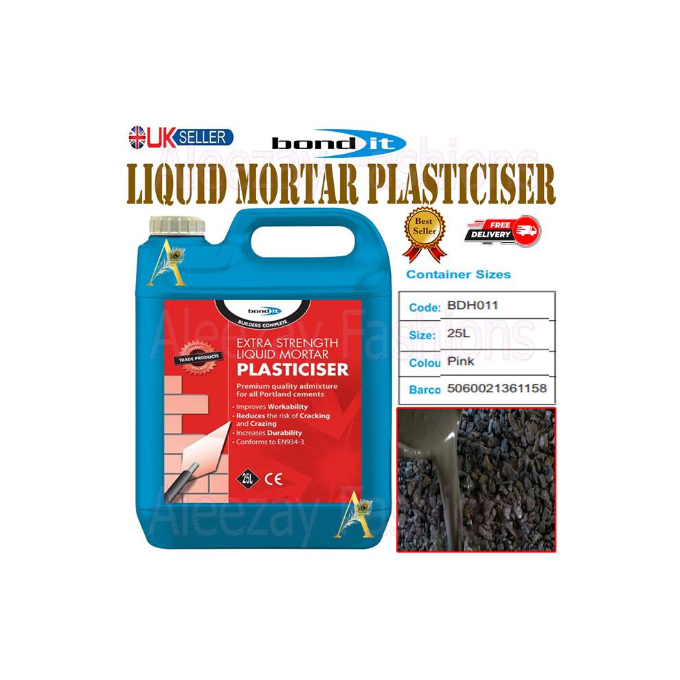 Bond It 25L Extra Strength Liquid Mortar Plasticiser Cement Admixture 5060021361158