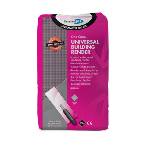 Bond it Universal Building Render One Coat Pre-Mixed Cement Grey 25kg