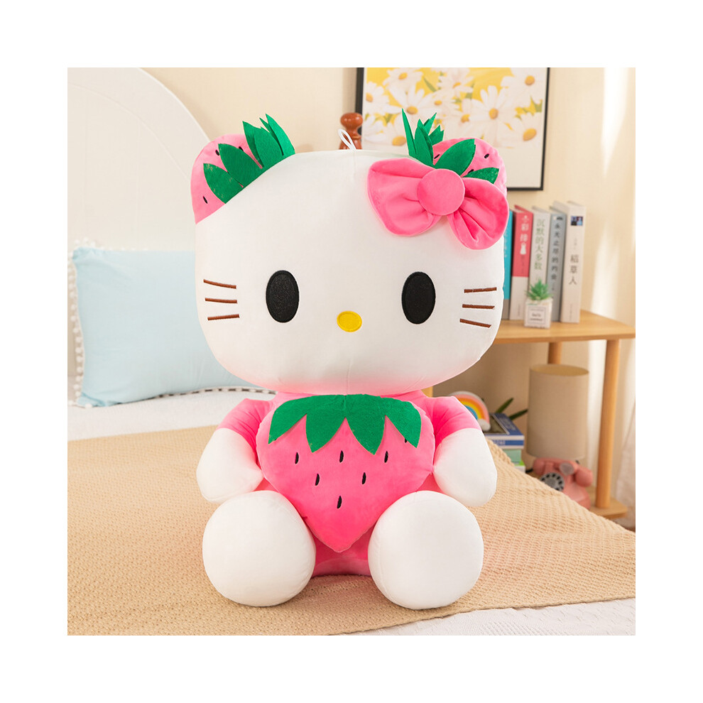 (Pink, 35cm) Soft Strawberry Hello Kitty Plush Doll Cute Cartoon Cat Stuffed Toy Perfect Birthday Gift For Her