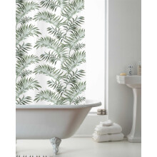 Country Club Shower Curtain Tropical Palm Leaves White Water Resistant 100% PEVA 180x180cm