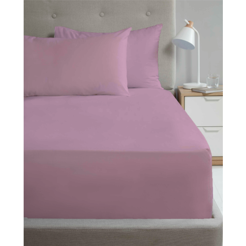 (Double, Lilac) Percale Fitted Sheet 10" (23cm) Deep Sheets 180TC Polycotton Soft Durable
