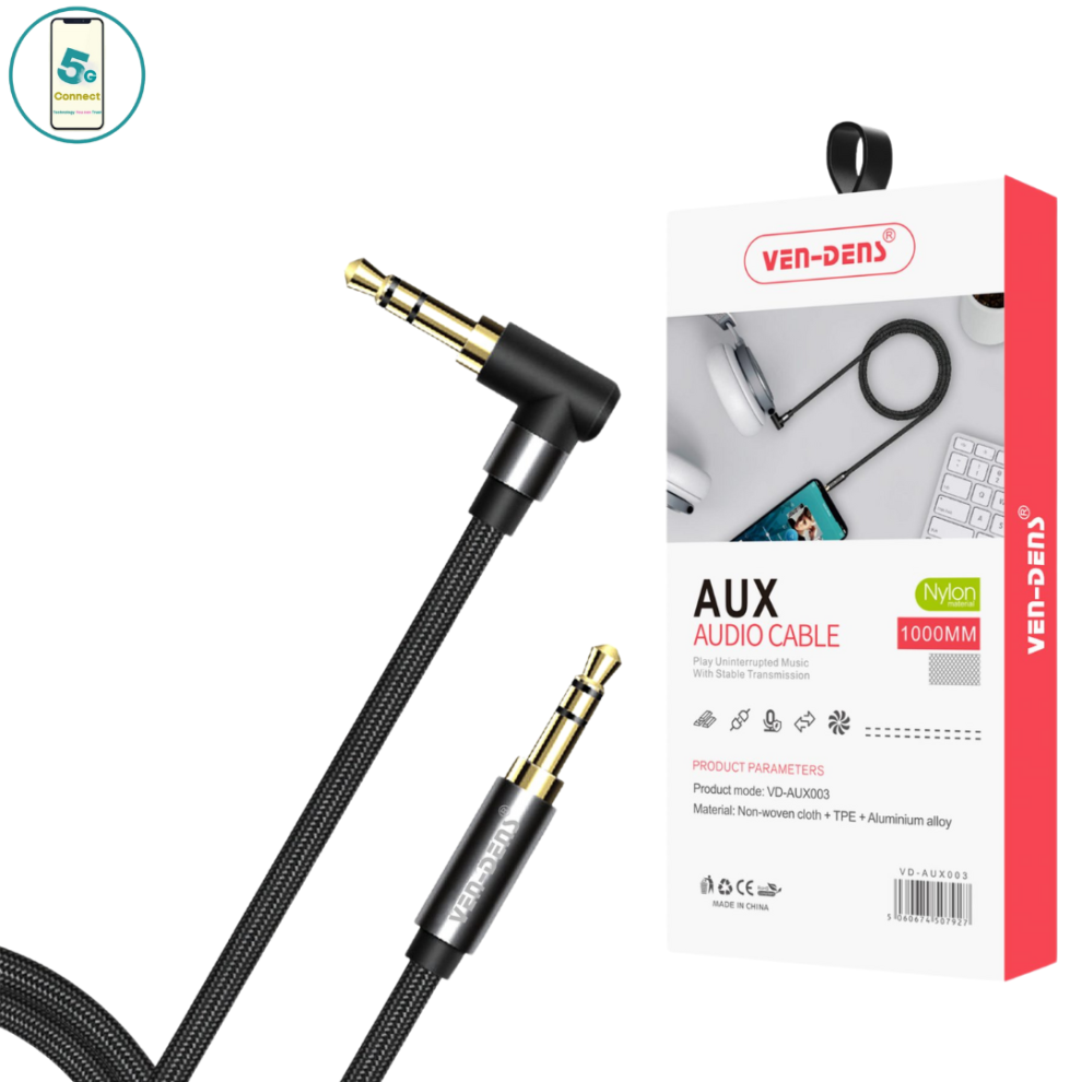 Aux Audio Cable (1000Mm) Jack To Jack Stereo Male For Car Pc Phone