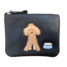 (Black (4276 83)) Cockapoo Dog RFID Coin & Card Purse Genuine Leather