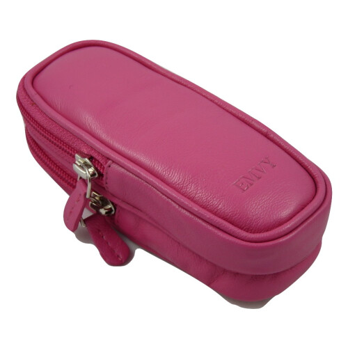 (Pink) Luxury soft Leather unisex DOUBLE Glasses case