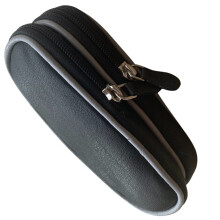 (Black/Grey) Luxury soft Leather unisex DOUBLE Glasses case