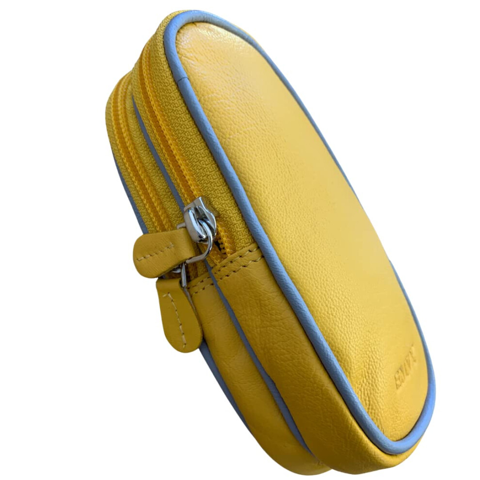 Love Emvy Unisex Yellow/Grey Soft Leather Double Glasses Case - Image 3
