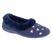 (UK Size 7, Navy) Sleepers DAISY Ladies Faux Fur Full Cuff Slippers