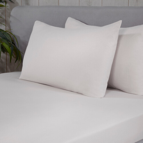 (King, White) Brushed Cotton Bed Linen Luxury Fitted Bedsheet Non Iron 2