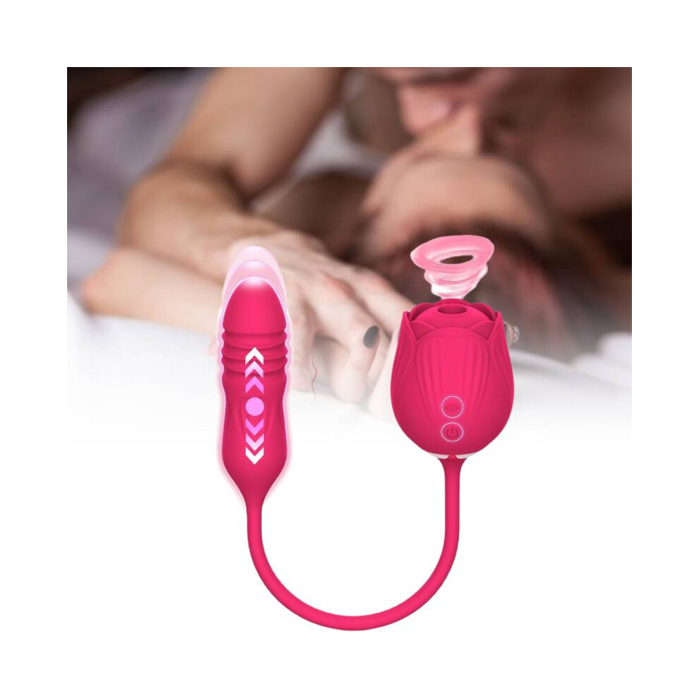 Rose Women Sucking Toy Vibrator With Thrusting Vibrating Egg Valentine Gift