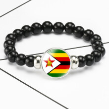 (Zimbabwe) African Nations Vibrant Flag Motif Stretch Bracelet Unisex Hanrafted Jewelry