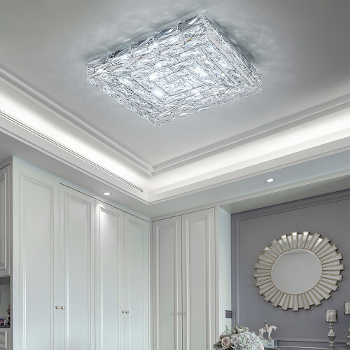 Living And Home Modern Square Crystal LED Ceiling Light