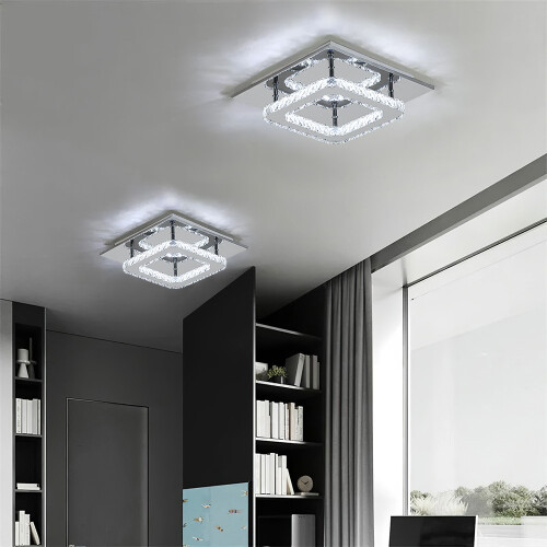 Living And Home Modern Square Crystal Ceiling Light with Chrome Finish 1