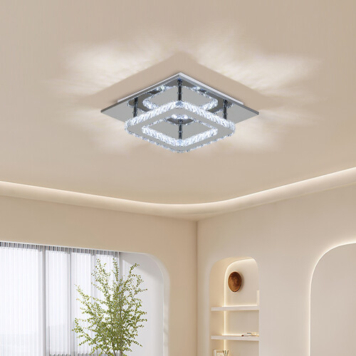 Living And Home Modern Square Crystal Ceiling Light with Chrome Finish 2