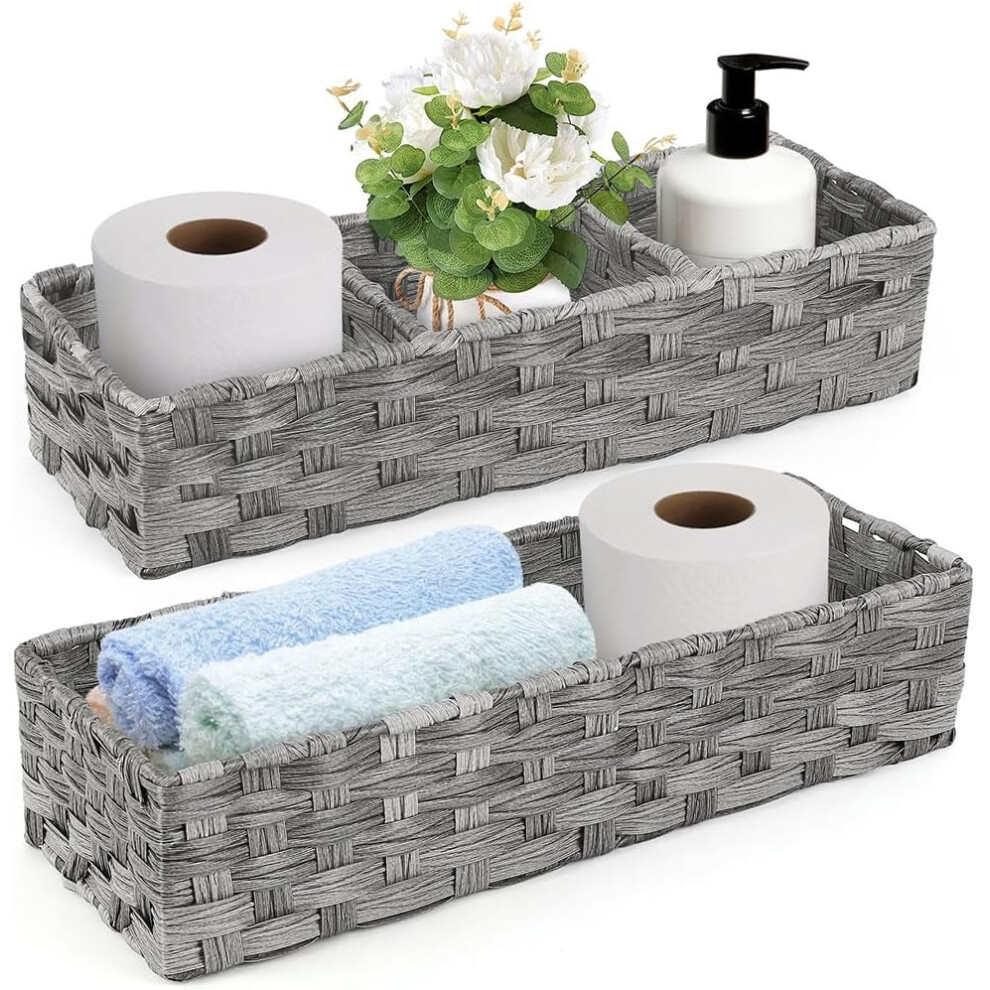 2PCS Rustic Farmhouse Toilet Paper Storage Basket