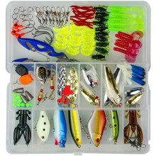 120Pcs Fishing Lures Accessories Set, Mixed Tackle Floating Fishing Lures Hook Fishing Accessories Kit Set with Storage Box